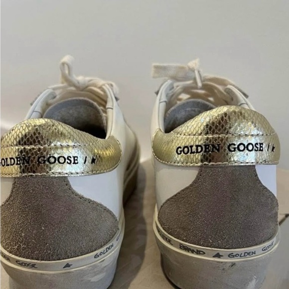 Golden Goose White and Gold Platform Sneakers - Picture 4 of 9